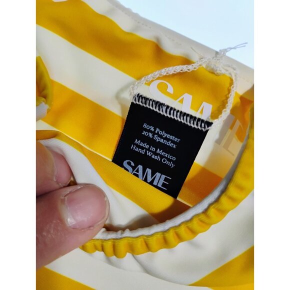SAME LOS ANGELES Set 2pc Bikiny Swim Top Large Bottom High Weist Stripeed Yellow - Picture 12 of 12